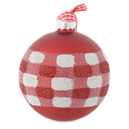 Red Christmas tree bauble in glass 80mm 3