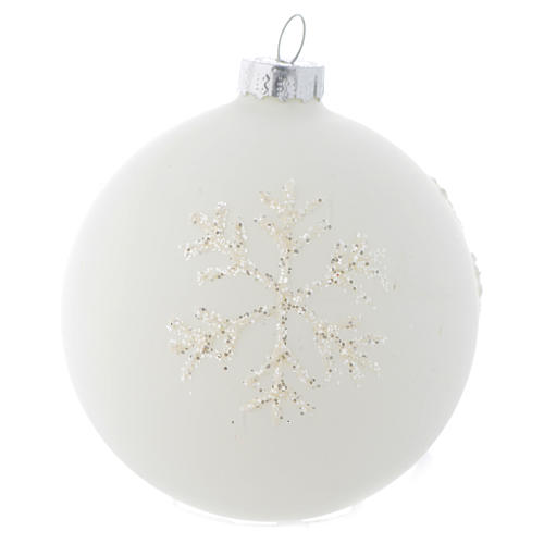 Bola árbol de Navidad vidrio blanco esfumado 80 mm 1