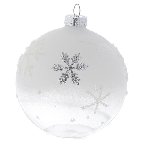 Bola árbol de Navidad vidrio blanco esfumado 80 mm 2