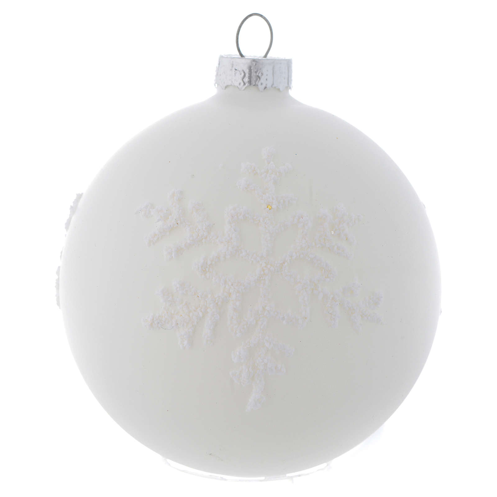 Boule Sapin Noël 80 Mm Verre Blanc Nuancé