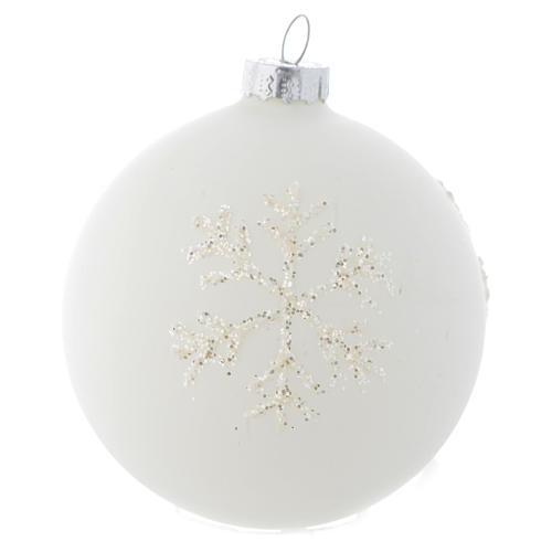 Glass bauble, with shades of white, 80mm diameter 1