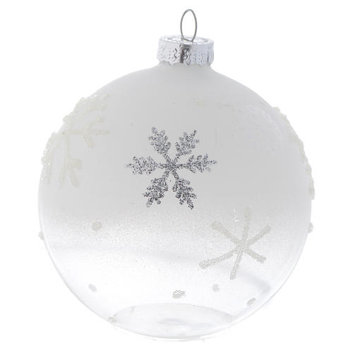 Glass bauble, with shades of white, 80mm diameter 2