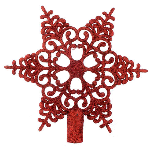 Topper for Christmas tree with snowflake, red colour 1
