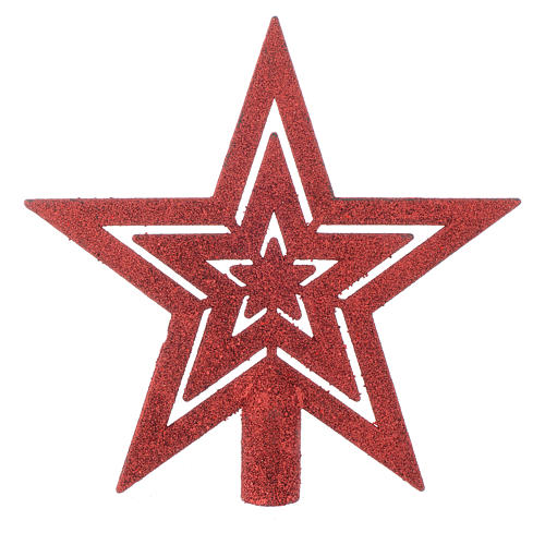 Ozdoba na czubek choinki gwiazda czerwona 1