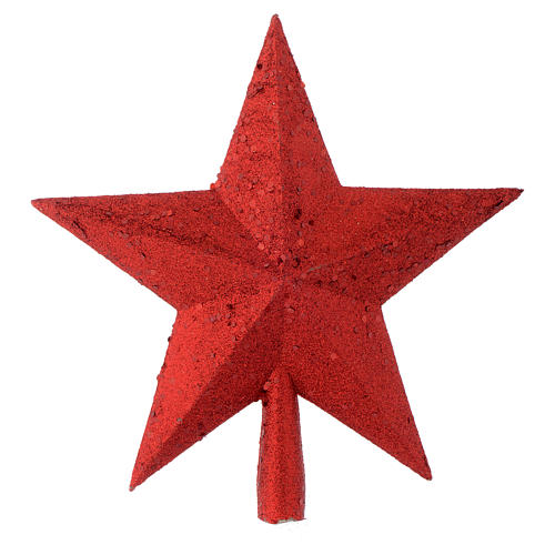 Stern Spitze für Tannenbaum rot mit Glitter 1