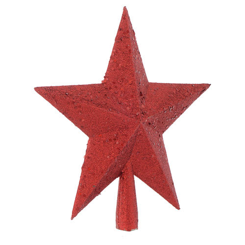 Stern Spitze für Tannenbaum rot mit Glitter 2