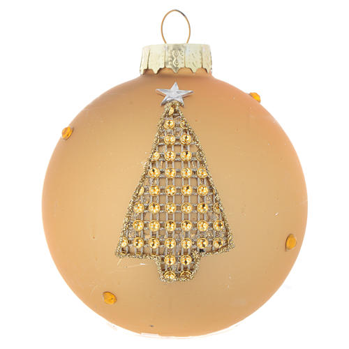 Glass bauble, gold with rhinestones, 70mm diameter 3