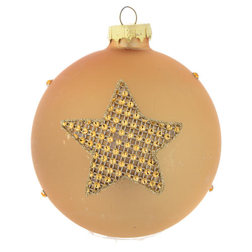Glass bauble, gold with rhinestones, 90mm diameter 2