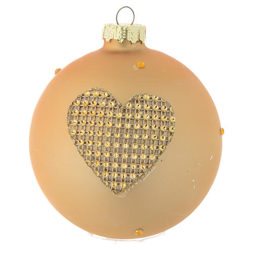 Glass bauble, gold with rhinestones, 90mm diameter 3