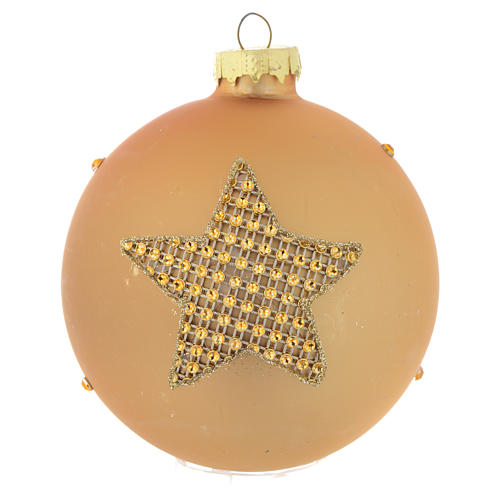 Bola árbol de Navidad vidrio dorado y strass 90 mm 2