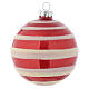 Glass bauble, red with white glitter, 80mm diameter s2