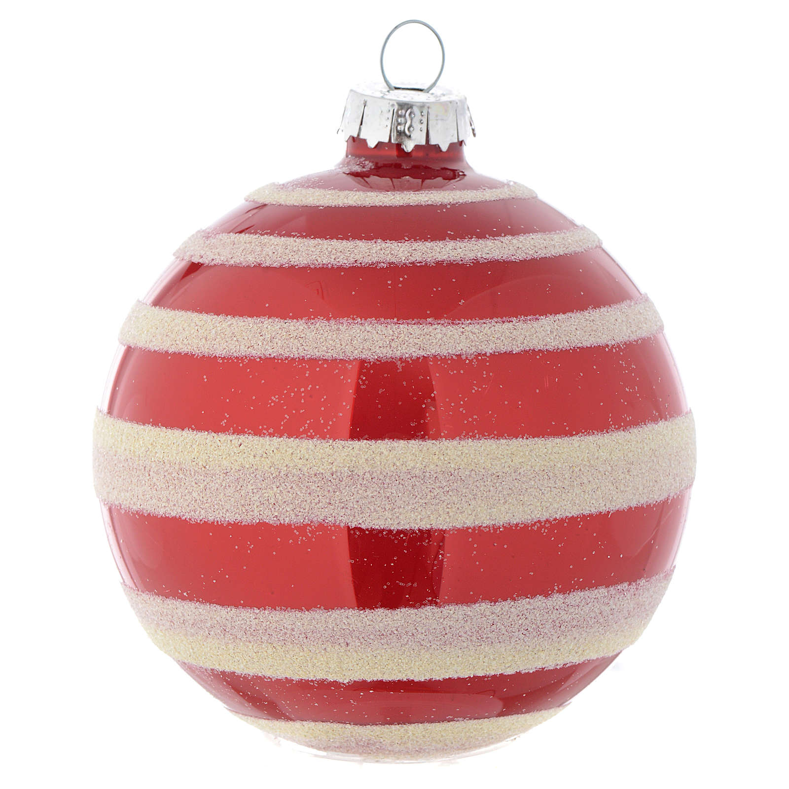 Lot de 12 suspensions de Noël en verre (D80 mm) Velours Rouge et vert - Boule et déco de sapin