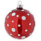 Glass bauble, red with white glitter, 80mm diameter s1