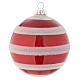 Glass bauble, red with white glitter, 80mm diameter s3