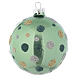 Glass bauble, green with silver glitter, 80mm diameter s2