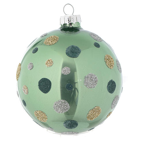 Palla vetro Albero Natale 80 mm verde silver 2