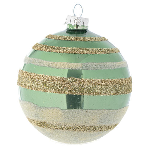 Palla vetro Albero Natale 80 mm verde silver 3