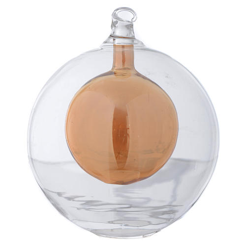 Glass bauble, transparent with gold decoration, 80mm diameter 1
