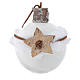 Bola árbol de Navidad de vidrio blanco 80 mm con símbolos navideños s2