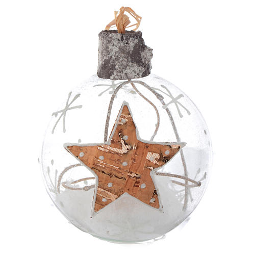 Glass Christmas bauble, with snow inside, 80mm diameter 3