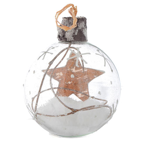 Glass Christmas bauble, with snow inside, 80mm diameter 4