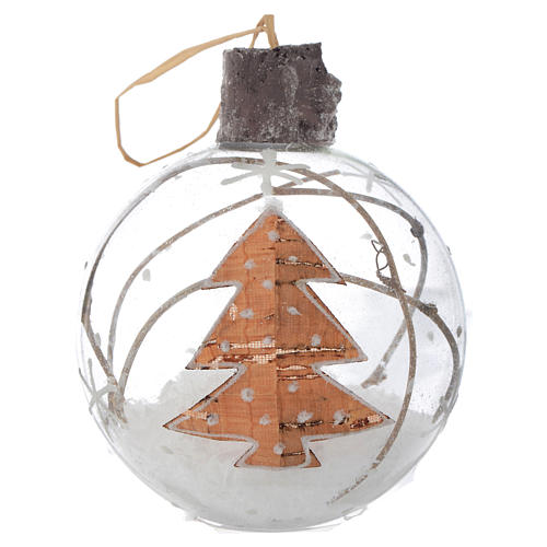 Palla Albero Natale vetro 80 mm neve interna 1