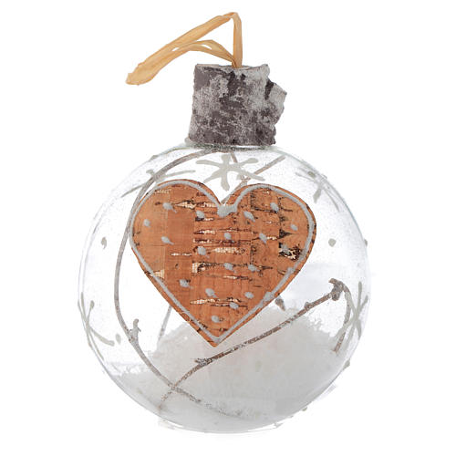 Glass Christmas bauble, with snow inside, 80mm diameter 2