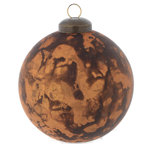 Glass Christmas bauble, antique gold colour, 80mm diameter 4