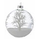 Palla Vetro Albero Natale 80 mm trasparente decori bianchi s4