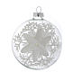 Glass Christmas bauble, transparent with white decoration, 80mm diameter s1
