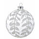 Glass Christmas bauble, transparent with white decoration, 80mm diameter s2