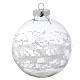 Glass Christmas bauble, with white decoration, 80mm diameter s1