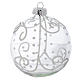 Glass Christmas bauble, with white decoration, 80mm diameter s3