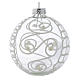 Glass Christmas bauble, with white decoration, 80mm diameter s4