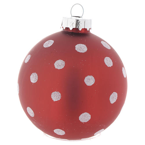 Glass Christmas bauble, red with decoration, 70mm diameter 3