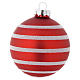 Glass Christmas bauble, red with decoration, 70mm diameter s1