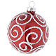 Red Christmas bauble in glass with decoration, 70mm diameter s2