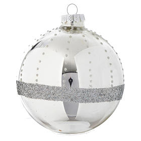 Silver Christmas bauble with decoration, 90mm diameter | online sales