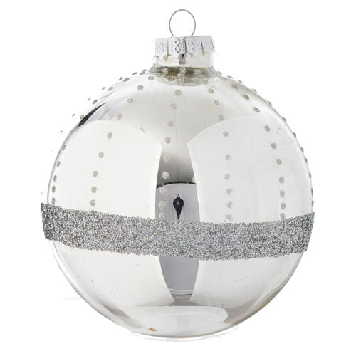 Bola de vidrio Silver con decoraciones 90 mm para árbol de Navidad 2