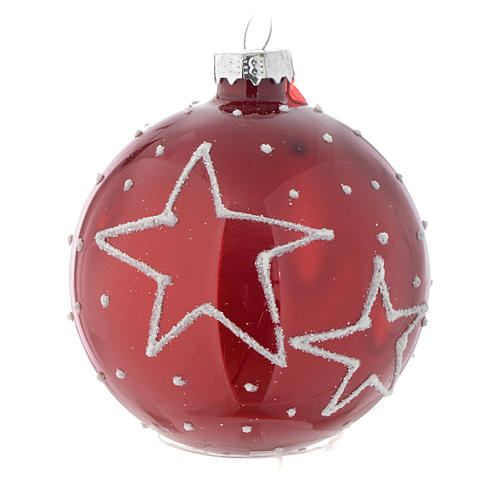 Red Christmas bauble with decoration, 70mm diameter 1