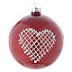 Bola de vidrio color rojo con decoraciones 80 mm para árbol de Navidad s1