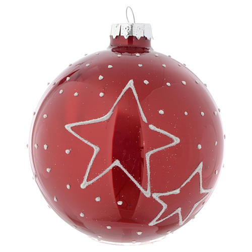 Palla vetro rossa con decori 90 mm per albero di Natale 2