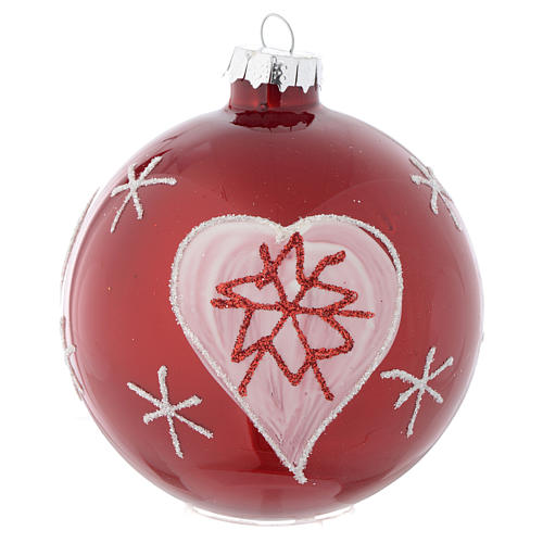 Bola vidro vermelho com decorações 90 mm Árvore de Natal 1