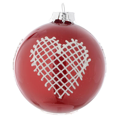 Bola vidro vermelho com decorações 90 mm Árvore de Natal 3