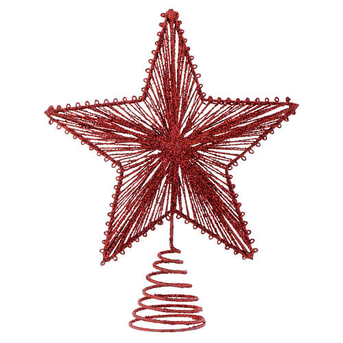 Ponteira 25 cm estrela para árvore de Natal cor vermelha 1