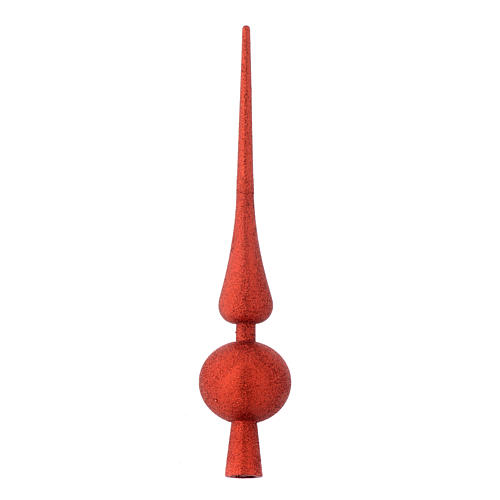 Cimier paillettes 35 cm Sapin Noël rouge 1