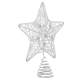 Punta Árbol de Navidad Estrella con glitter blanco