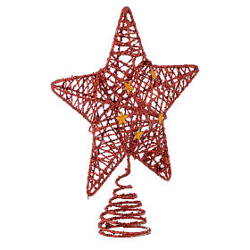 Punta Estrella con glitter rojo para Árbol de Navidad
