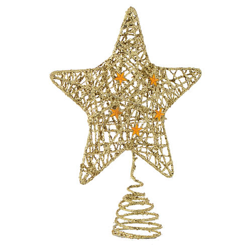 Ponteira árvore Natal estrela glitter dourada 2