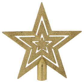 Enfeites para Árvore de Natal em Madeira e PVC: Ponteira árvore de Natal forma estrela dourada Enfeites para Árvore de Natal em Madeira e PVC: Ponteira árvore de Natal forma estrela dourada